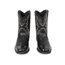 Men Cowboy Cosplay Shoes Embroidered Square Toe Short Crocodile Boots - AwwwCos