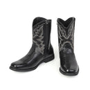 Men Cowboy Cosplay Shoes Embroidered Square Toe Short Crocodile Boots - AwwwCos