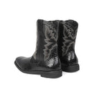 Men Cowboy Cosplay Shoes Embroidered Square Toe Short Crocodile Boots - AwwwCos