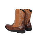 Men Cowboy Cosplay Shoes Embroidered Square Toe Short Crocodile Boots - AwwwCos