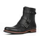 Men Cowboy Cosplay Shoes Solid Color Casual Buckle Side Zipper Low Heel Boots - AwwwCos