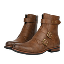 Men Cowboy Cosplay Shoes Solid Color Casual Buckle Side Zipper Low Heel Boots - AwwwCos