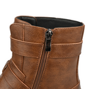 Men Cowboy Cosplay Shoes Solid Color Casual Buckle Side Zipper Low Heel Boots - AwwwCos