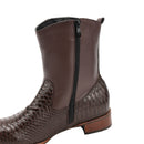Men Cowboy Flat Heel Crocodile Pattern Shoes Mid Calf Square Toe Boots - AwwwCos