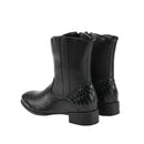 Men Cowboy Flat Heel Crocodile Pattern Shoes Mid Calf Square Toe Boots - AwwwCos