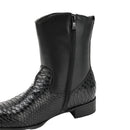 Men Cowboy Flat Heel Crocodile Pattern Shoes Mid Calf Square Toe Boots - AwwwCos