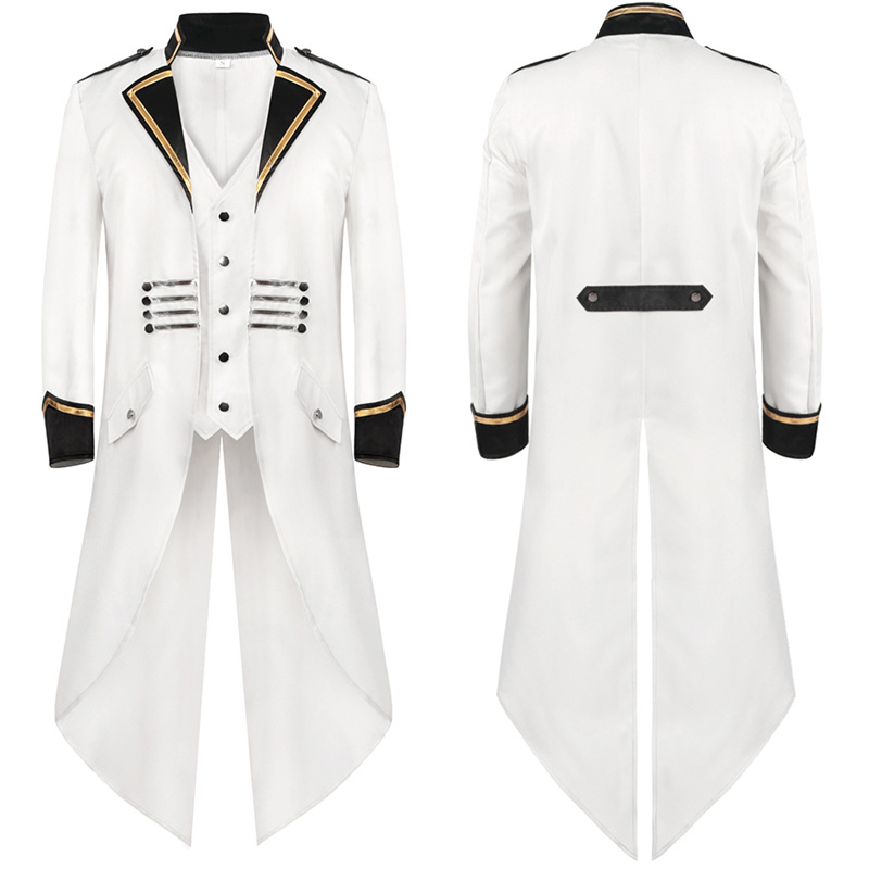 Men European Medieval Fake Two Pieces Retro Punk Long Tuxedo - AwwwCos