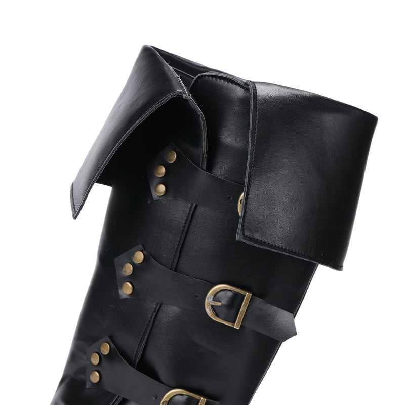 Men Faux Leather Medieval Boots Viking Pirate Cosplay Shoes