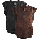 Men Faux Leather Sleeveless Outdoor Vest Hunting Lace Up Tank Top - AwwwCos
