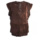 Men Faux Leather Sleeveless Outdoor Vest Hunting Lace Up Tank Top - AwwwCos