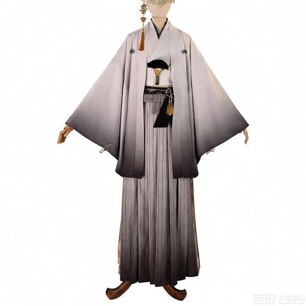 Men Game Silent Hill f Fox Mask Cosplay Costume Traditional Grey Hanfu