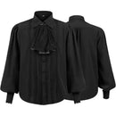 Men Gothic Pirate Vampire Prince Cosplay Costume Medieval Shirt Lace Bow Tie