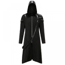 Men Gothic Punk Jacket Medieval Steampunk Black Long Coat Costume - AwwwCos