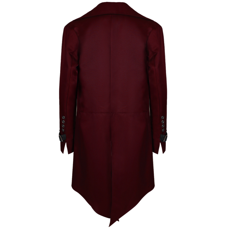 Men Gothic Steampunk Jacket Vintage Tailcoat Renaissance Frock Trench
