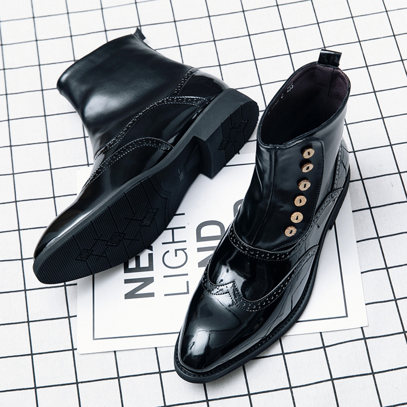Men High-top Leather Shoes British Trendy Casual Outdoor Plus Size Boots