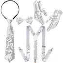 Men Jazz Dance Cosplay Golden Silver Sequin Hat Shoulder Strap Gloves Bow Tie - AwwwCos
