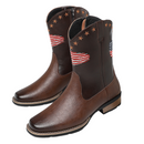 Men Knight Cosplay Viscose Shoes American Flag Brown Martin Boots - AwwwCos