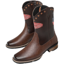 Men Knight Cosplay Viscose Shoes American Flag Brown Martin Boots - AwwwCos