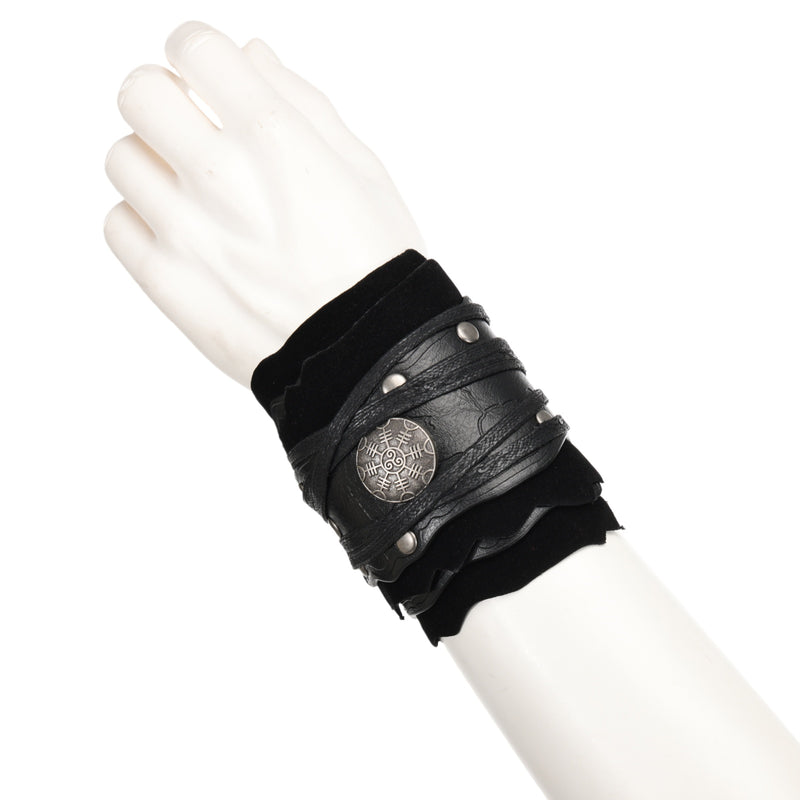 Men Knight Viking Pirate Cosplay Accessory Artificial Fur Arm Guards Cuff - AwwwCos