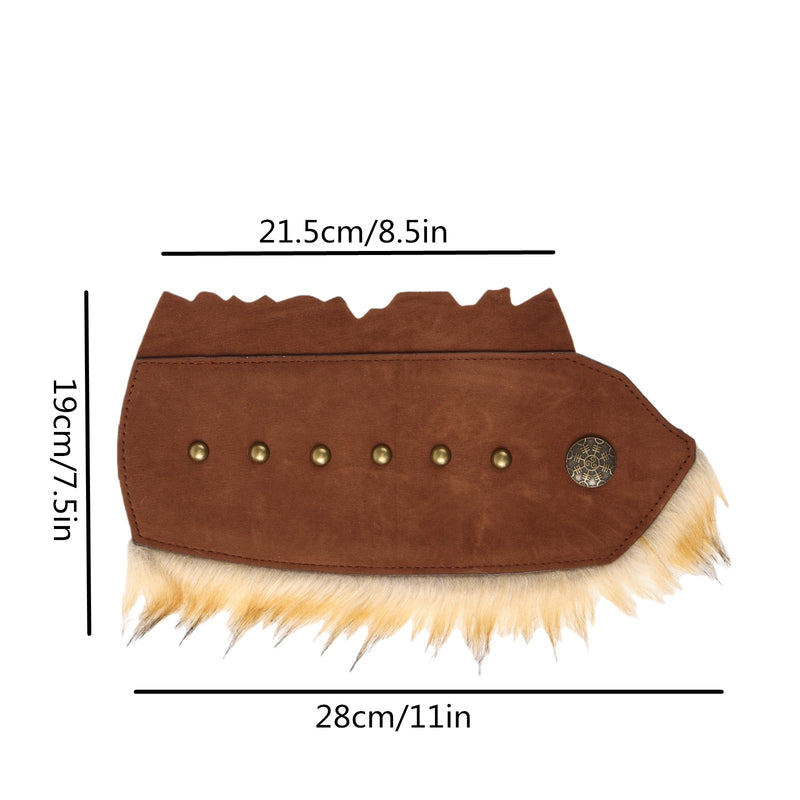 Men Knight Viking Pirate Cosplay Accessory Artificial Fur Arm Guards Cuff - AwwwCos