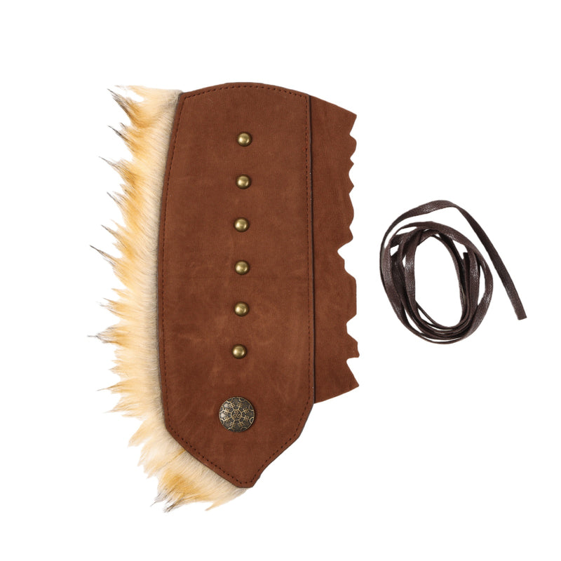 Men Knight Viking Pirate Cosplay Accessory Artificial Fur Arm Guards Cuff - AwwwCos