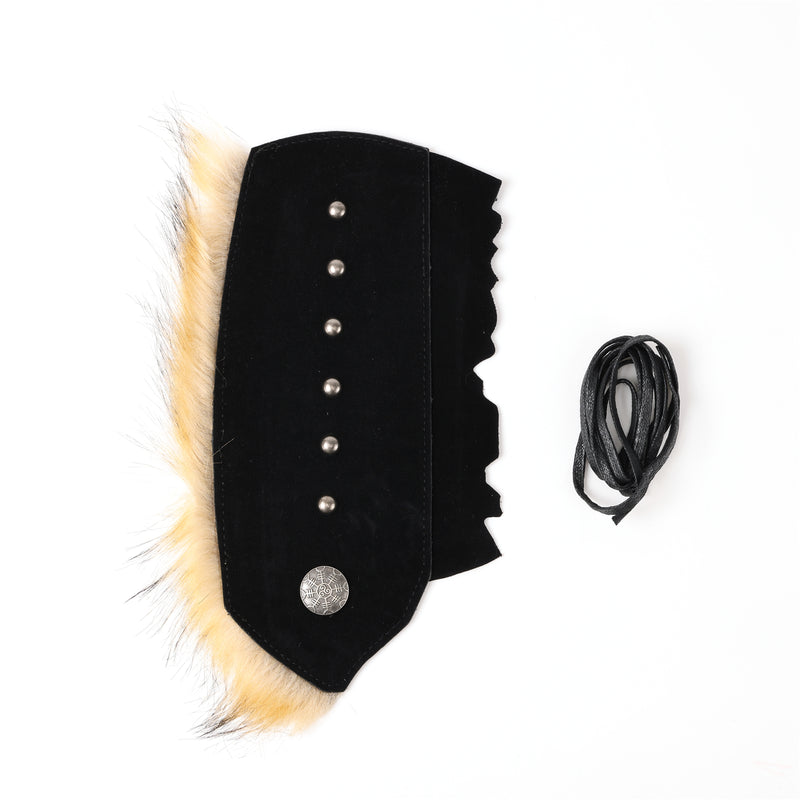 Men Knight Viking Pirate Cosplay Accessory Artificial Fur Arm Guards Cuff - AwwwCos