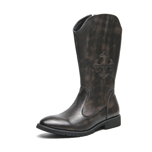 Men Knight Western Cowboy Cosplay Shoes Zipper Martin Boots - AwwwCos