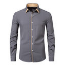 Men Long Sleeve Shirts Fashion Color Block Patchwork Lapel Regular Blouse - AwwwCos