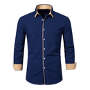 Men Long Sleeve Shirts Fashion Color Block Patchwork Lapel Regular Blouse - AwwwCos
