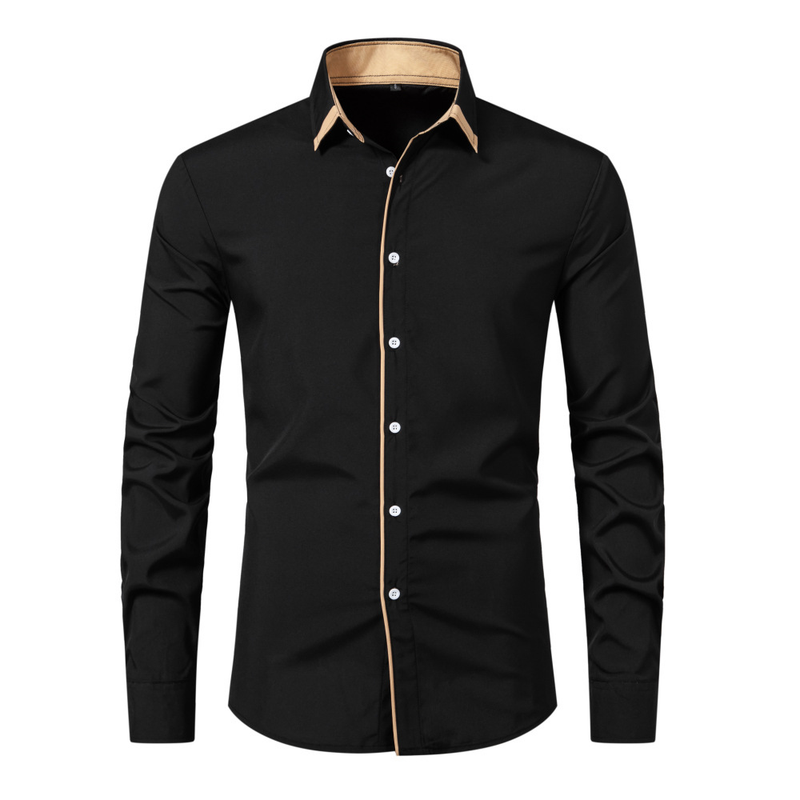 Men Long Sleeve Shirts Fashion Color Block Patchwork Lapel Regular Blouse - AwwwCos
