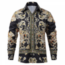 Men Luxury Palace 3D Printed Golden Nightclub Button-Down Shirts