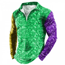 Men Mardi Gras Lapel Bowling Shirts Funny 1950s Hawaiian Vintage Tops - AwwwCos