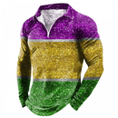 Men Mardi Gras Lapel Bowling Shirts Funny 1950s Hawaiian Vintage Tops - AwwwCos