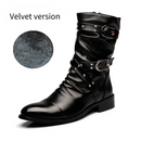 Men Martin Boots Mid-barrel Fashionable Fleece-lined Warm Leather Shoes - AwwwCos