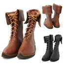 Men Medieval Cosplay Mid Boots Pirate Viking Tied Upturned shoes - AwwwCos