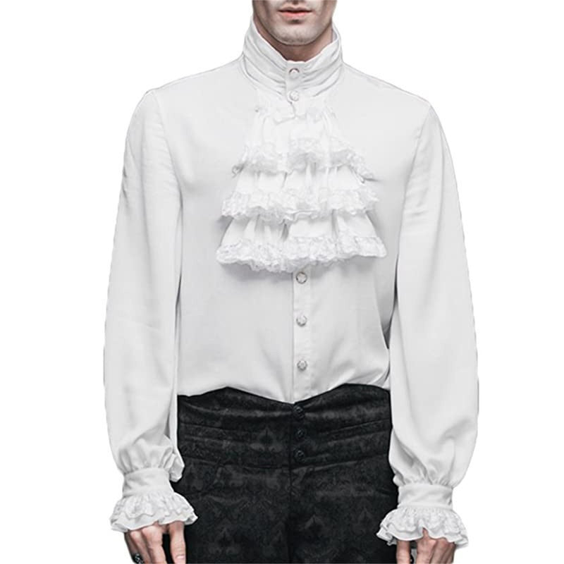 Men Medieval Renaissance Pirate Long Sleeve Viking  Knight Warrior Shirts