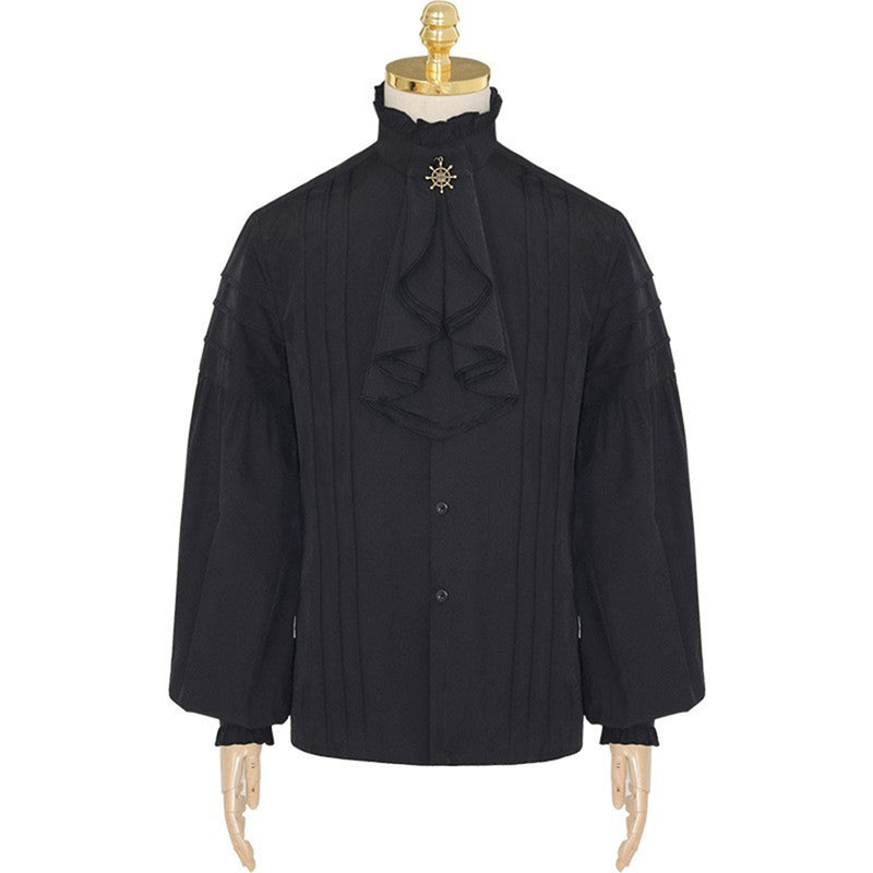 Men Medieval Renaissance Pirate Long Sleeve Viking  Knight Warrior Shirts