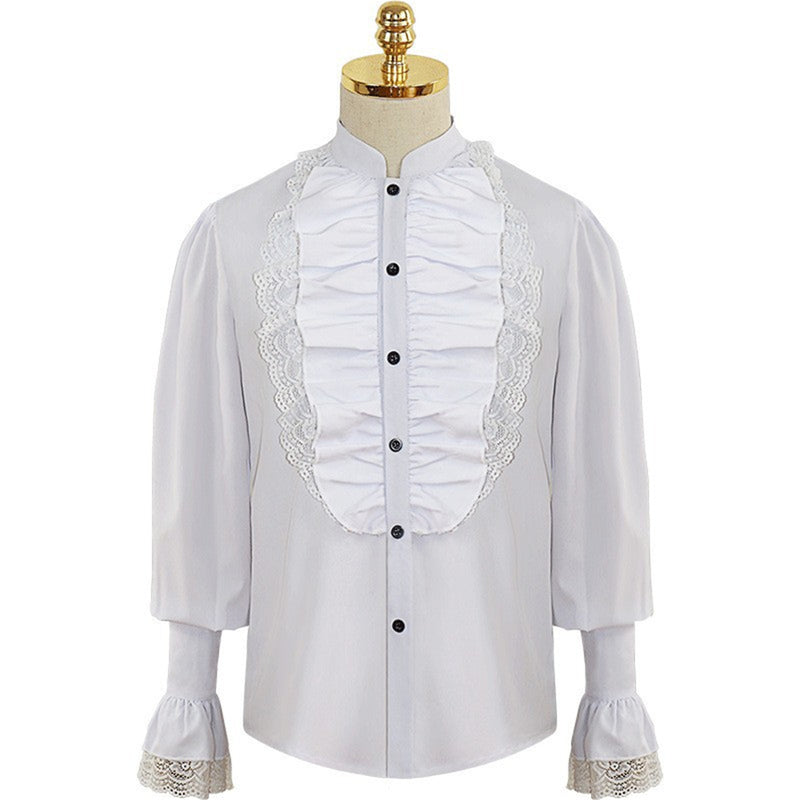 Men Medieval Renaissance Pirate Long Sleeve Viking  Knight Warrior Shirts