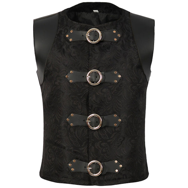 Men Medieval Steampunk Gothic Cosplay Jacquard Vest Sleeveless Waistcoat