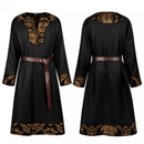 Men Medieval Viking Pirate Renaissance Knight Cosplay Costume Robe Brown Belt