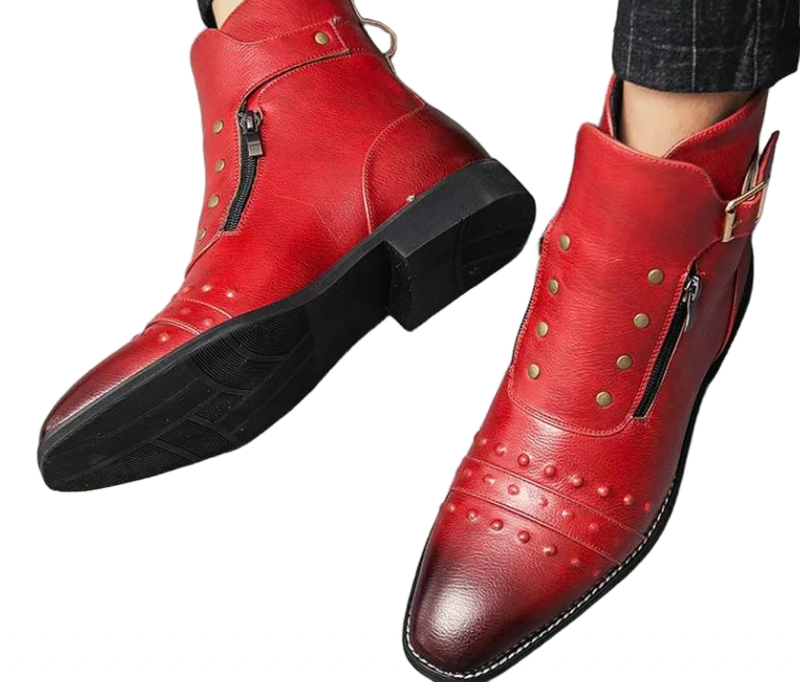 Men Modern National Soft Sole Standard Dance Shoes Square Heel Martin Boots - AwwwCos