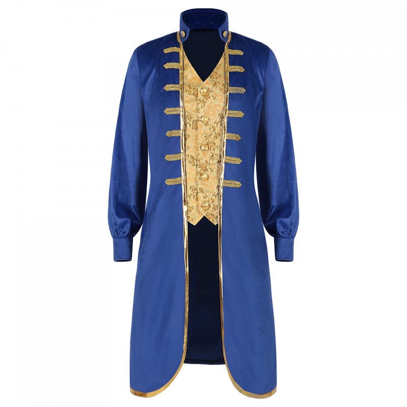 Men Movie Beauty The Beast Cosplay Costume Blue Coat Beast Prince Trench - AwwwCos