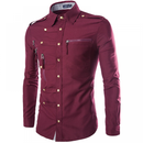 Men Novelty Asymmetrical Long Sleeve Military Slim Fit Tactical Shirt - AwwwCos