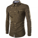 Men Novelty Asymmetrical Long Sleeve Military Slim Fit Tactical Shirt - AwwwCos