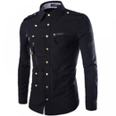 Men Novelty Asymmetrical Long Sleeve Military Slim Fit Tactical Shirt - AwwwCos