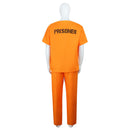 Men Orange Prisoner Costume Jail Criminal Short Sleeves Pants - AwwwCos