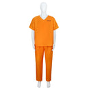Men Orange Prisoner Costume Jail Criminal Short Sleeves Pants - AwwwCos