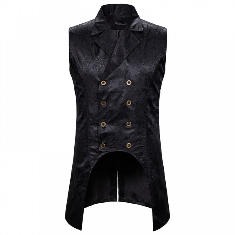 Men Paisley Jacquard Brocade Vest Steampunk Sleeveless Waistcoat