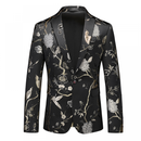 Men Party Floral Jacket Floral Tuxedo Notched Lapel Slim Fit Blazer - AwwwCos
