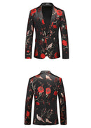 Men Party Floral Jacket Floral Tuxedo Notched Lapel Slim Fit Blazer - AwwwCos
